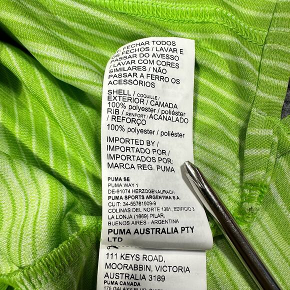 Puma Green Striped Short Sleeve Collared Golf Polo Shirt Men’s Size Large - Picture 3 of 8